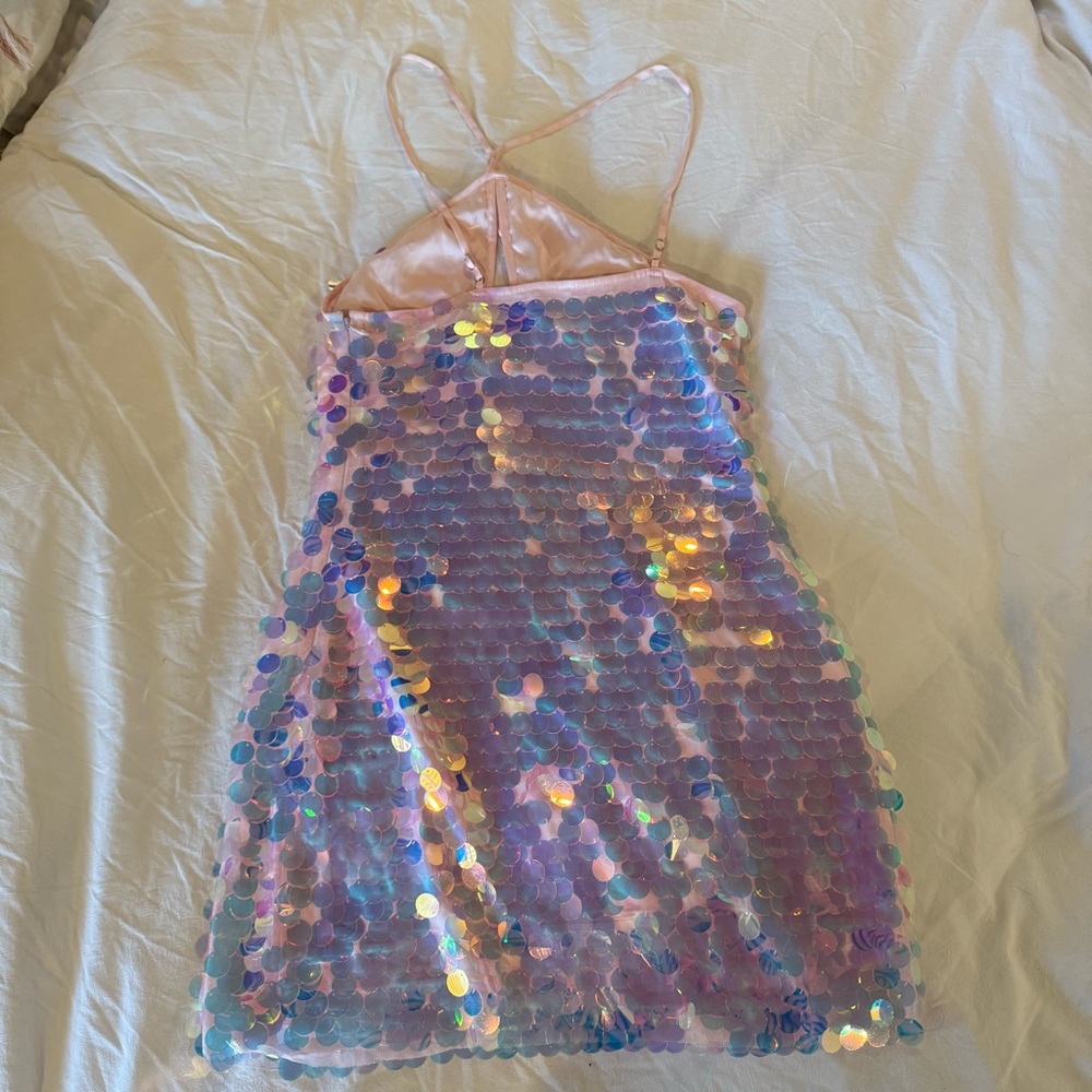 Lovers + Friends Cori Sequin Mini Dresses in Iridescent Purple Pink NEW NWT - Picture 3 of 5